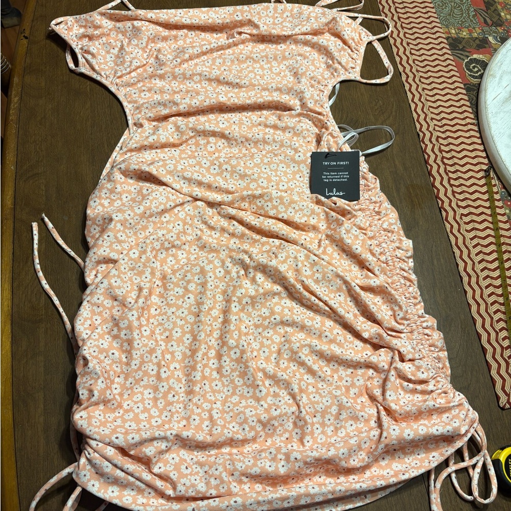 Lulu's Coral Floral Mini Dress
